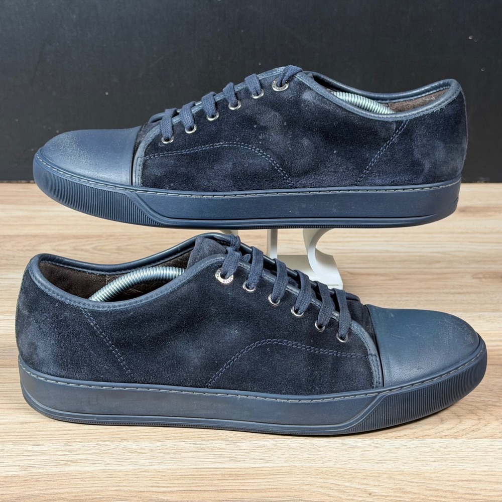 Lanvin DBB1 Sneakers Mens Size 10 Navy Blue Suede Cap Toe Shoes Preppy Portugal